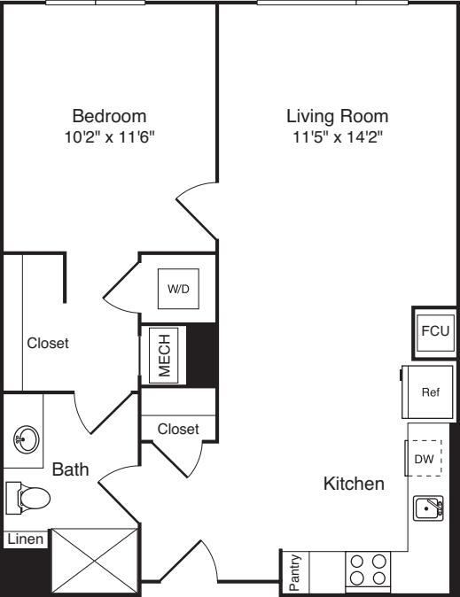 The Flats 1 Bedroom E floor plan