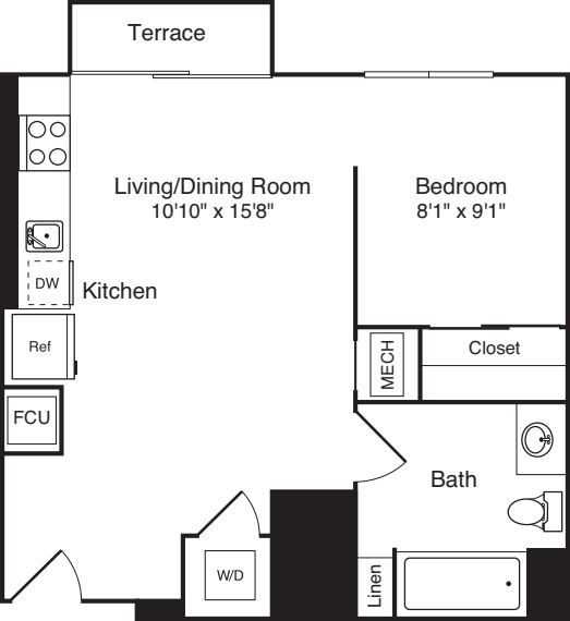The Flats Studio G floor plan