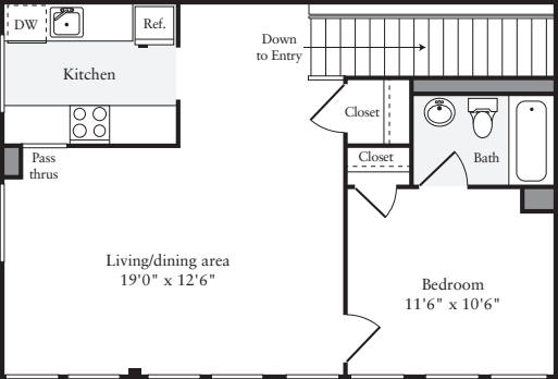 The Lofts 1 Bedroom B floor plan