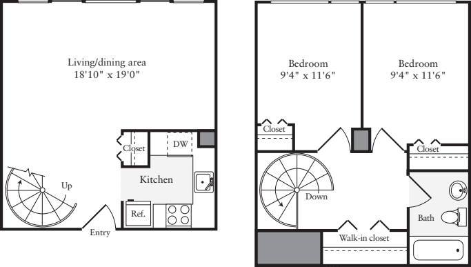 The Lofts 2 Bedrooms B floor plan