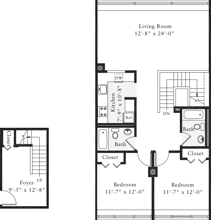 The Lofts 2 Bedrooms CC floor plan