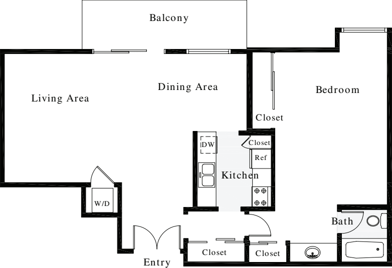 1 Bedroom H floor plan