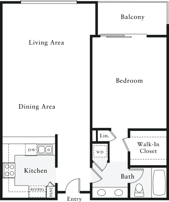 1 Bedroom K floor plan