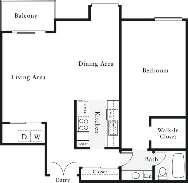 1 Bedroom L floor plan