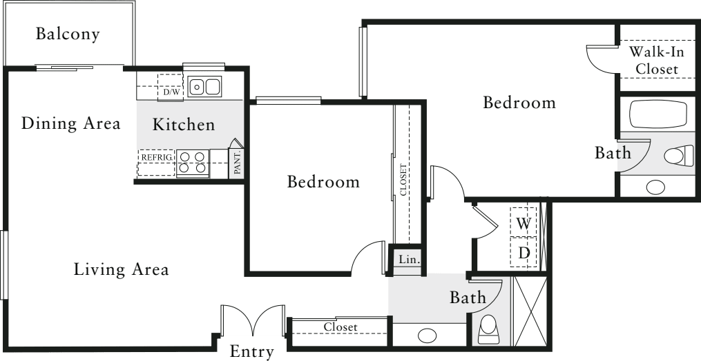 2 Bedrooms A floor plan