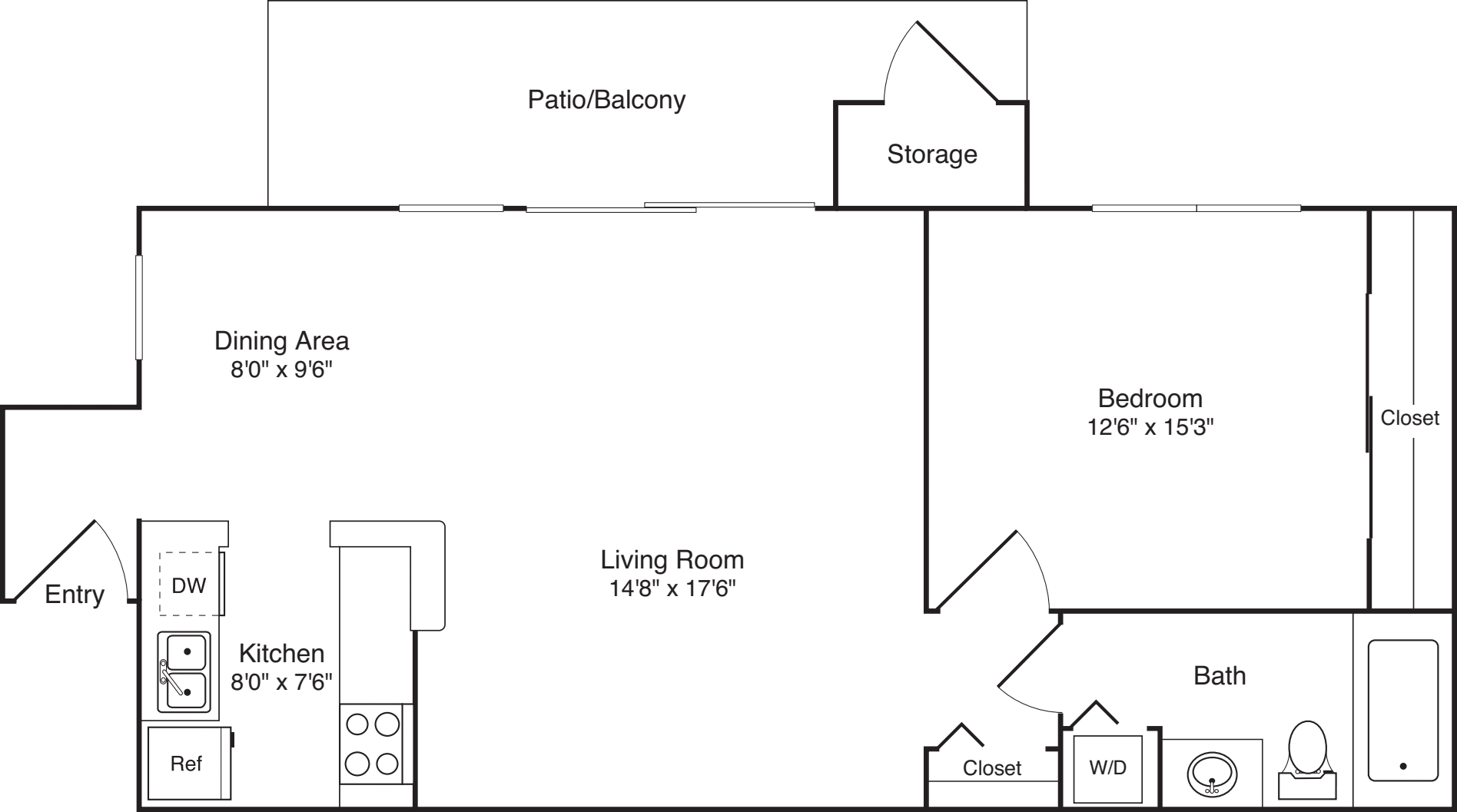 1 Bedroom C floor plan
