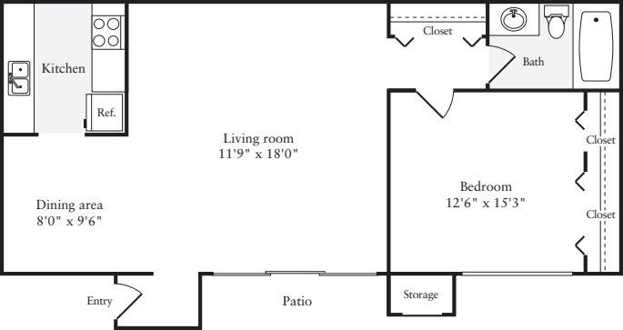 1 Bedroom A floor plan