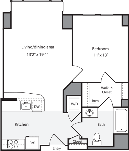 1 Bedroom H floor plan