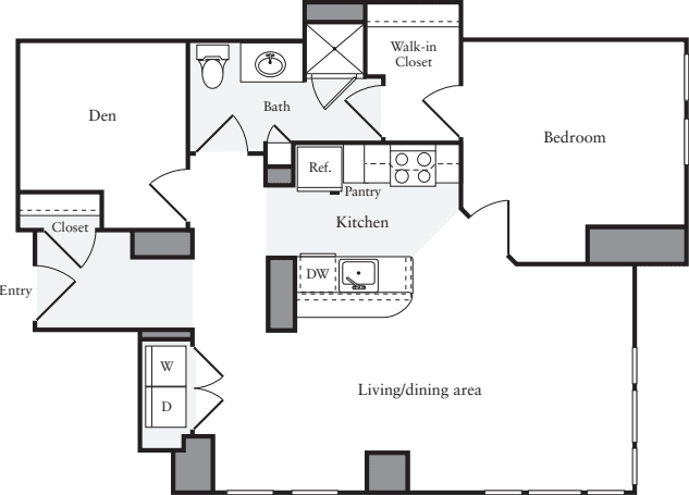 1 Bedroom K floor plan
