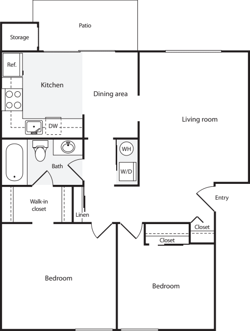 2 Bedrooms A floor plan