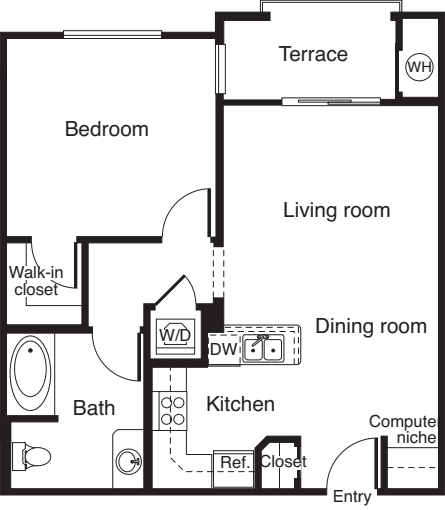 1 Bedroom B floor plan