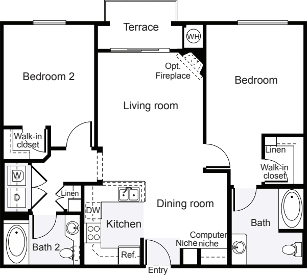 2 Bedrooms C floor plan