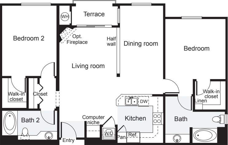 2 Bedrooms D floor plan