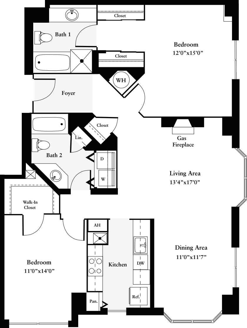 2 Bedrooms D floor plan