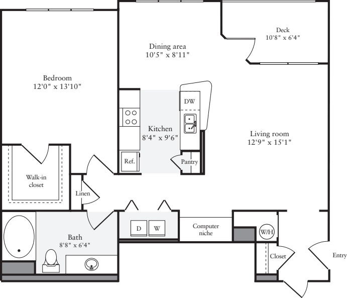 1 Bedroom D floor plan