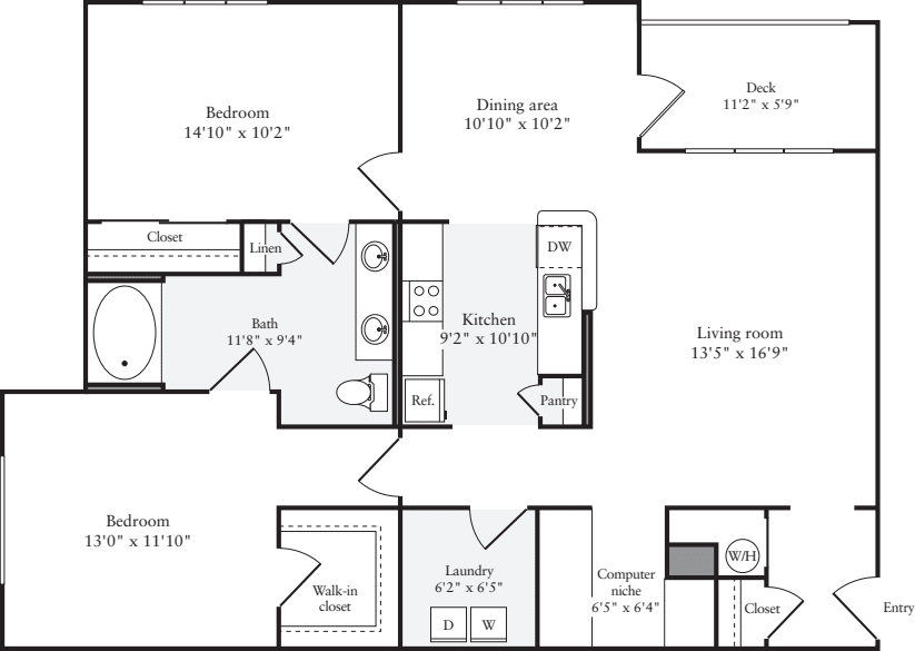 2 Bedrooms C floor plan