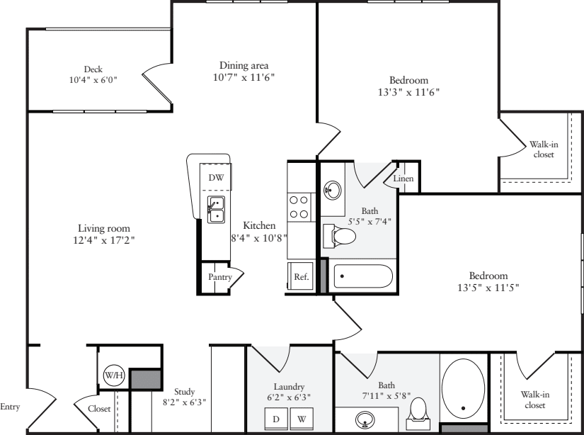 2 Bedrooms F floor plan