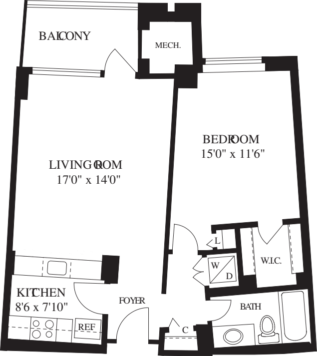 1 Bedroom A floor plan
