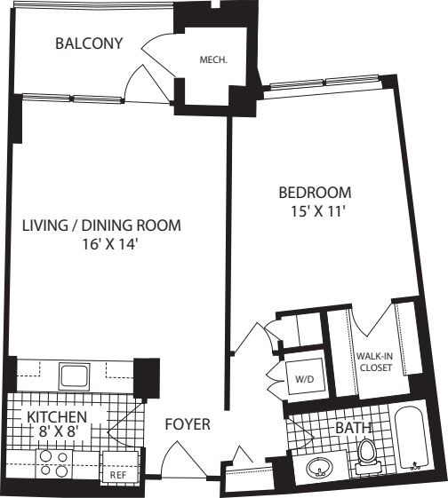 1 Bedroom C floor plan