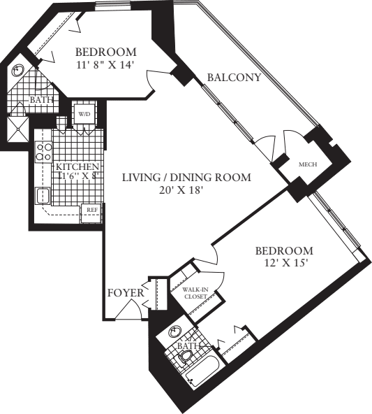 2 Bedrooms C floor plan