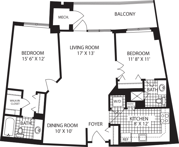 2 Bedrooms D floor plan
