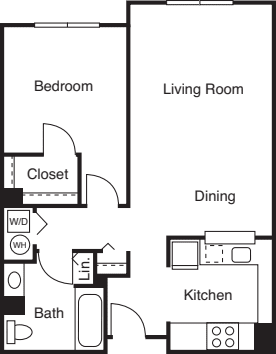 1 Bedroom H floor plan