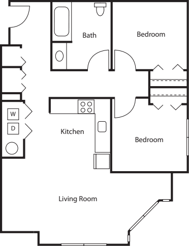 2 Bedrooms A floor plan