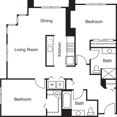 2 Bedrooms D floor plan