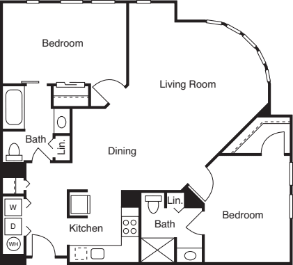 2 Bedrooms E floor plan
