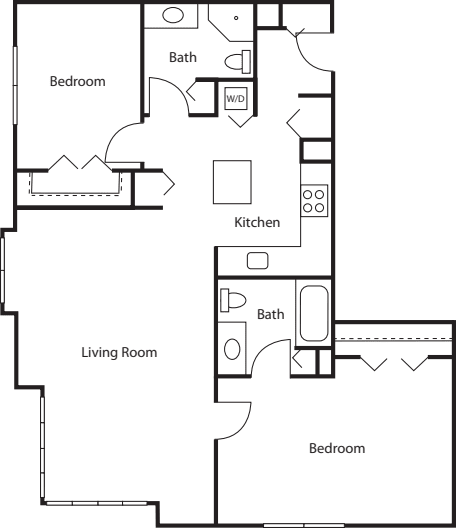 2 Bedrooms F floor plan