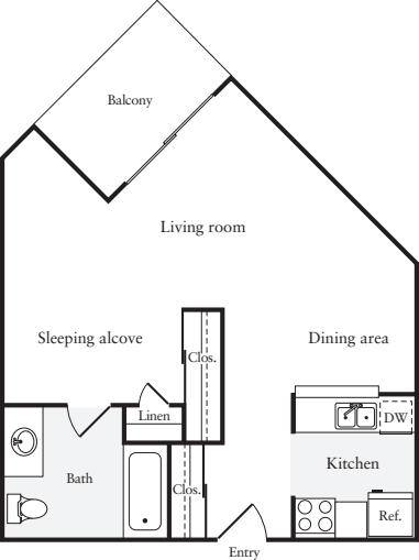 1 Bedroom B floor plan