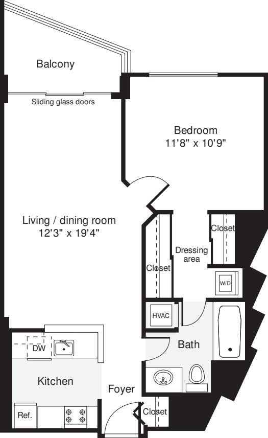 1 Bedroom B floor plan