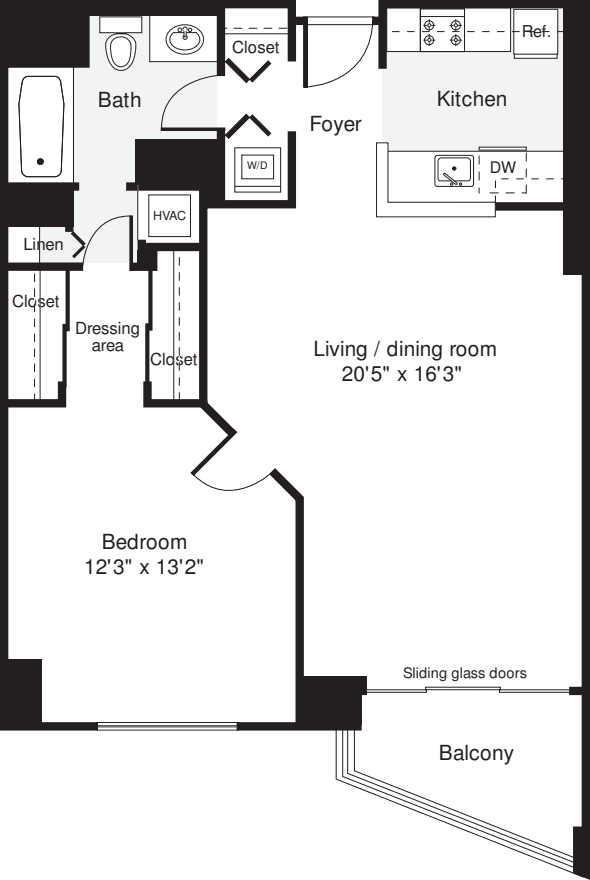 1 Bedroom C floor plan
