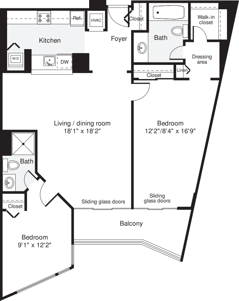 2 Bedrooms C floor plan