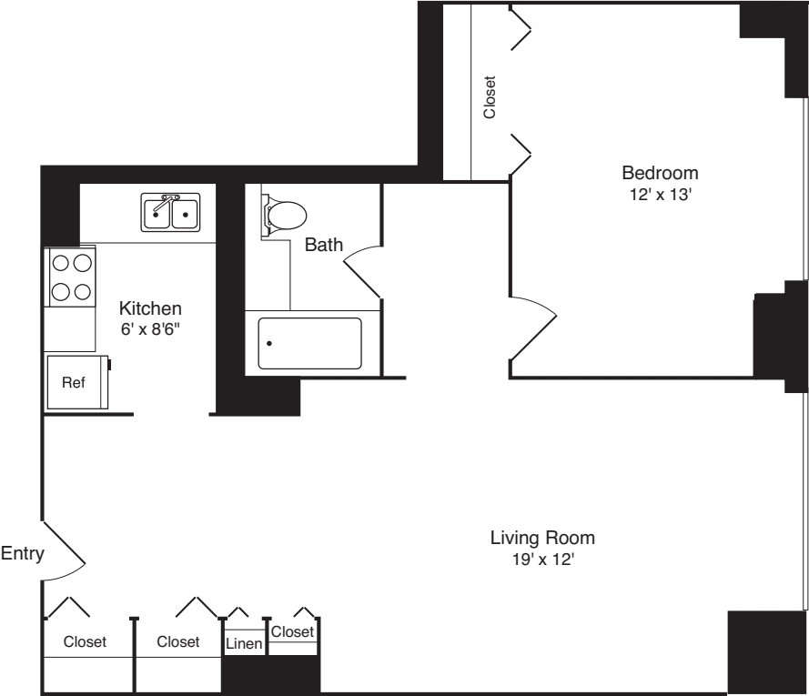 1 Bedroom A2 floor plan