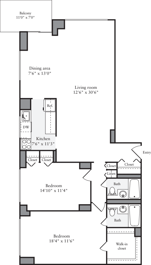 2 Bedroom E floor plan