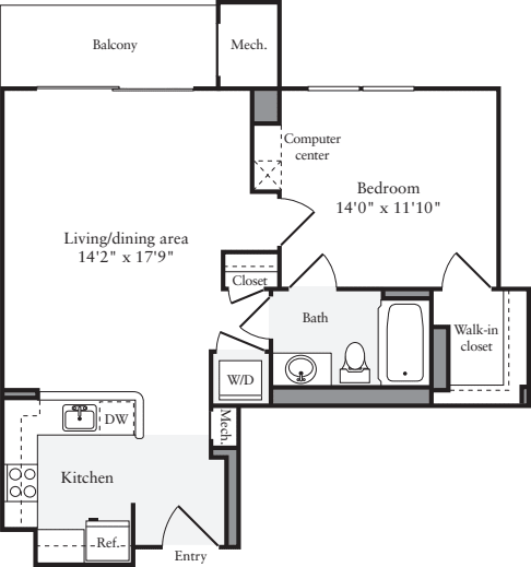 1 Bedroom B floor plan