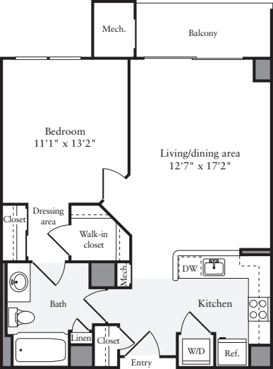 1 Bedroom D floor plan