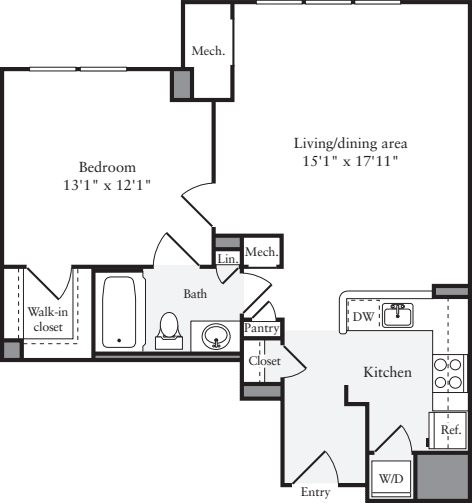 1 Bedroom E floor plan