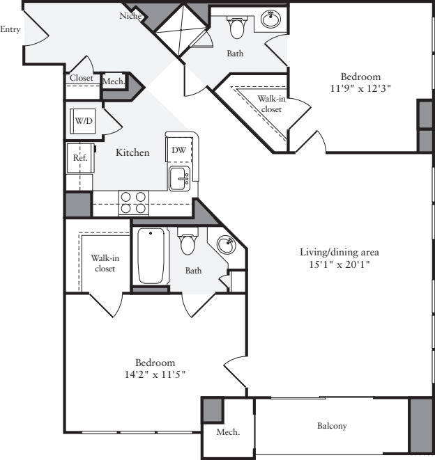 2 Bedrooms D floor plan