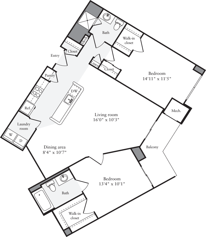 2 Bedrooms I floor plan