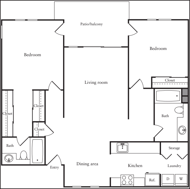 2 Bedrooms D floor plan