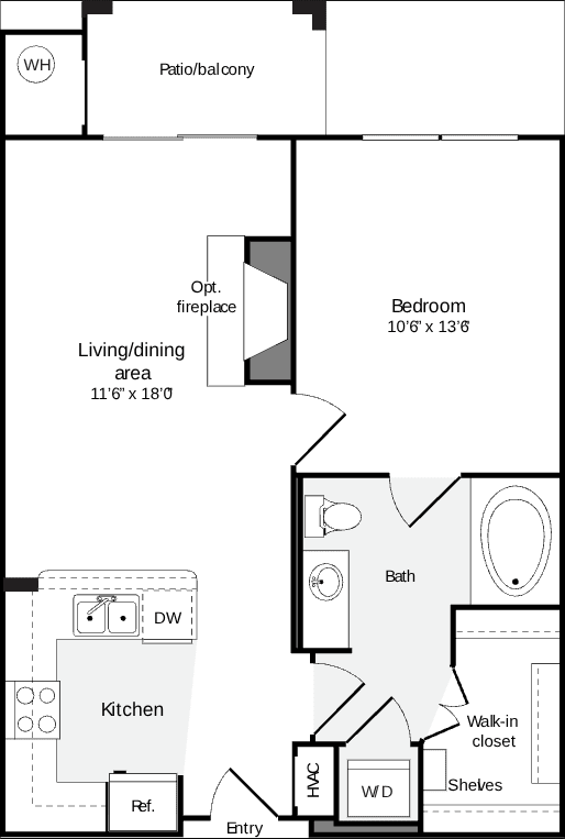 1 Bedroom B floor plan