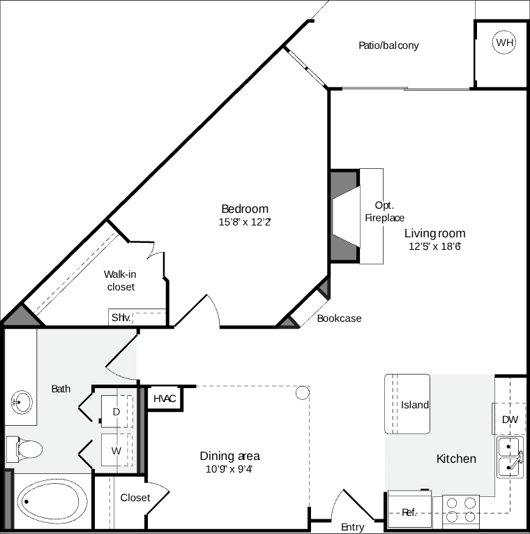 1 Bedroom D floor plan
