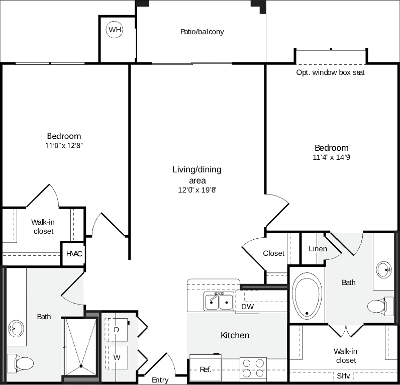 2 Bedrooms A floor plan