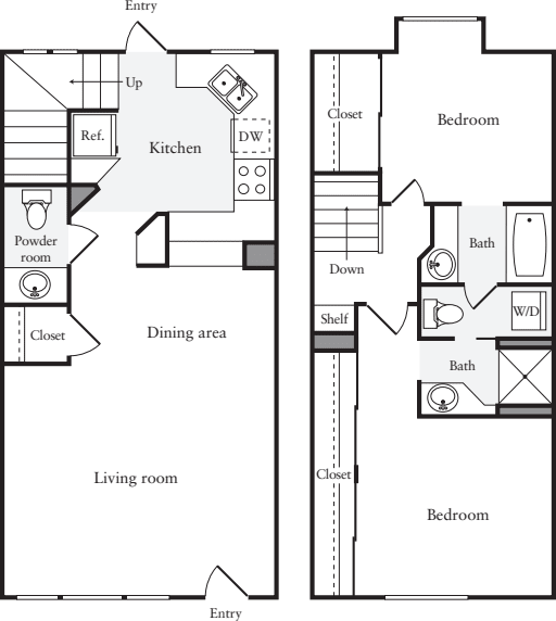 2 Bedrooms A floor plan