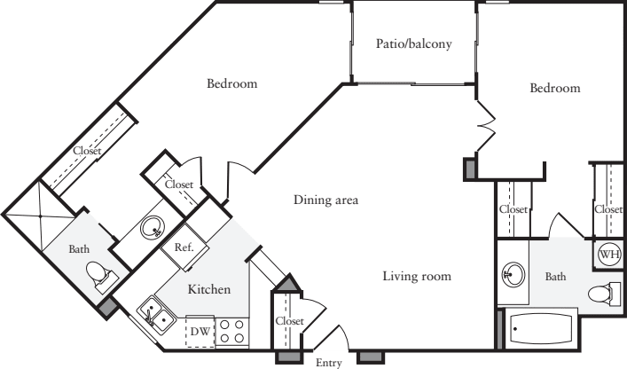 2 Bedrooms B floor plan