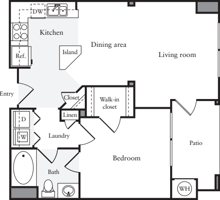 1 Bedroom B floor plan