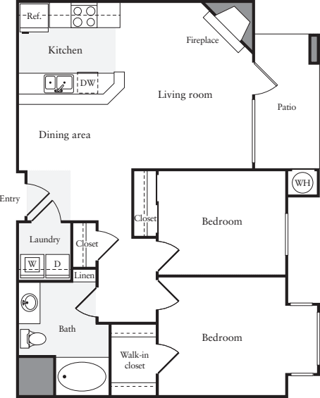 2 Bedrooms A floor plan