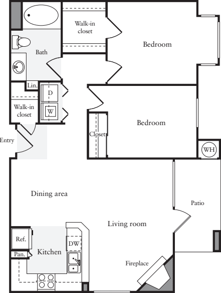 2 Bedrooms B floor plan